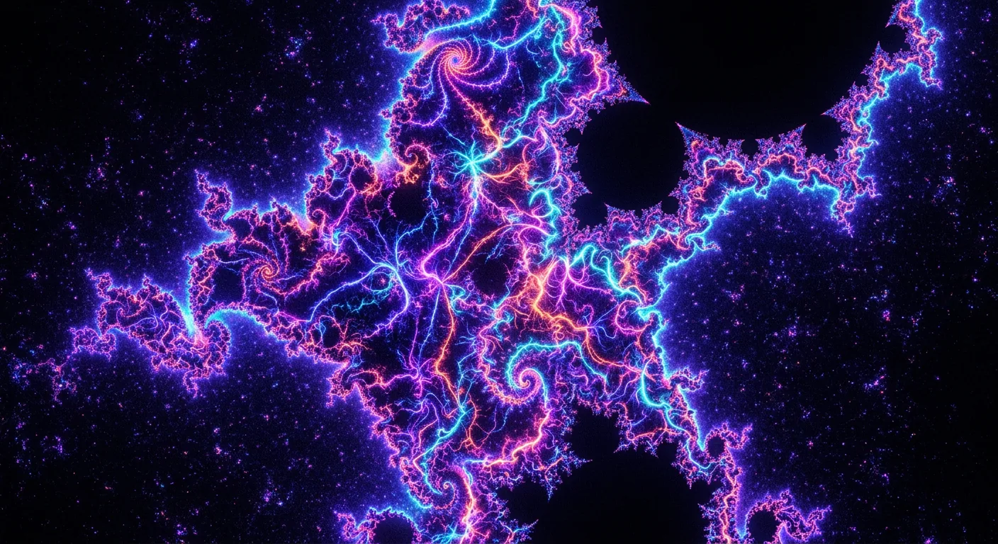 A fractal illustration branches into repeating forms.